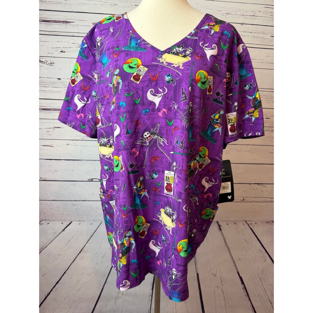 Disney Nightmare Before Christmas Scrub Top 2XL Jack Skellington XXL NWT Shirt